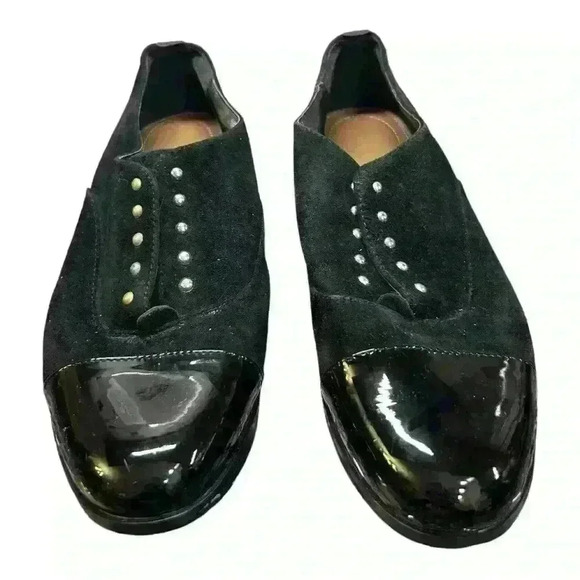 Kensie Black Suede And Patent Leather Loafers, Size 9 - Picture 1 of 8